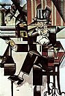 Juan Gris Canvas Paintings - Man in the Cafe